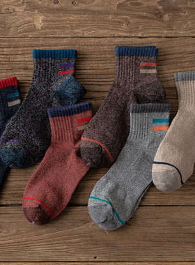 98%防臭纯棉袜子情侣袜子女ins潮流条纹春秋中筒复古秋冬男士短袜