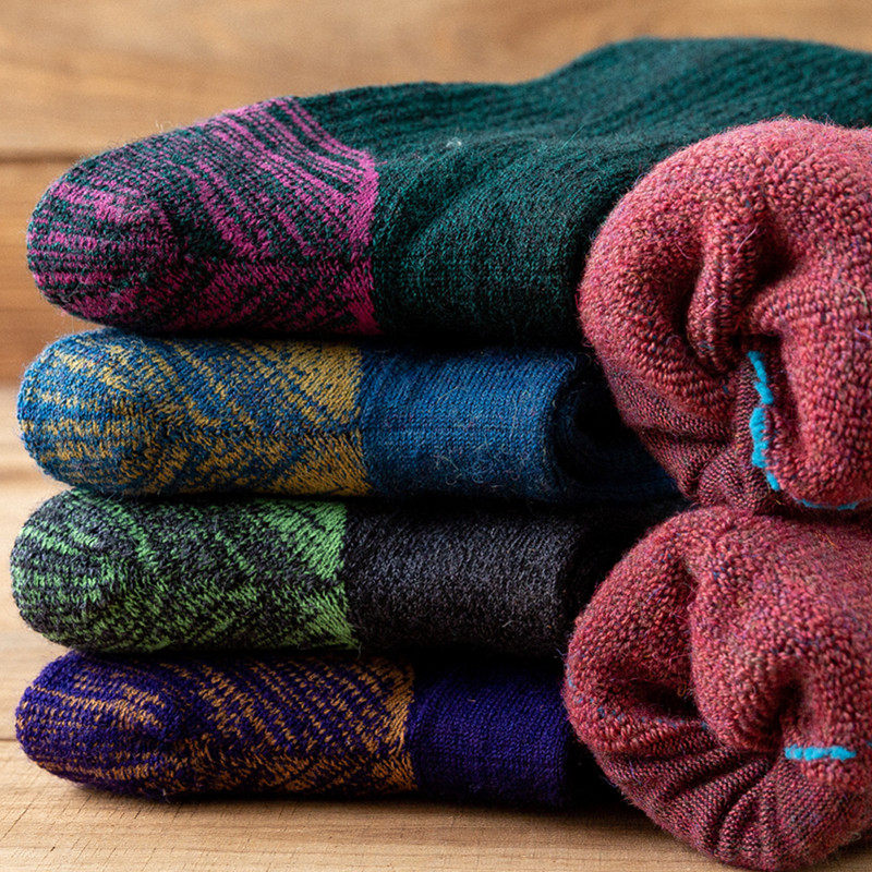 羊毛袜子男士加厚中筒袜秋冬季保暖户外长筒男袜美利奴冬天男袜子