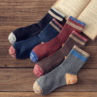 100%纯棉袜子男士 长袜 中筒袜秋天复古潮流ins高帮吸汗防臭秋冬季
