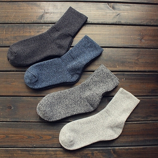 无骨复古冬季 长袜 加厚中筒袜就加绒保暖纯色男袜子冬天棉袜秋冬款