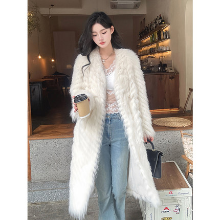 MISSZHANG中长款狐狸毛皮草外套女2025新款年轻款显瘦毛毛大衣女