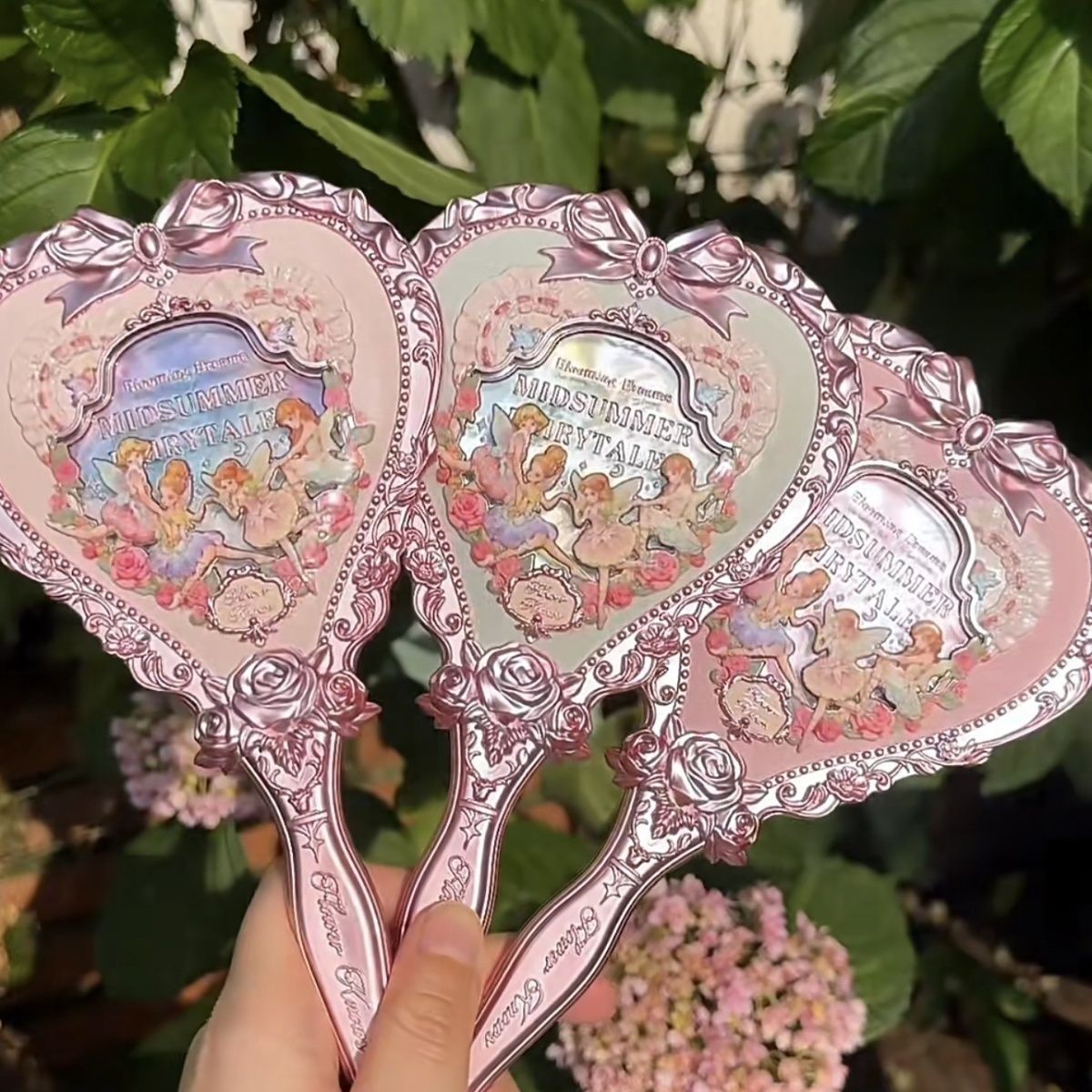 花知晓仲夏夜系列周边手持镜子高颜值化妆镜中国风复古茶薄荷学生