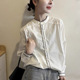 明线拼边排扣宽松肩部镂空拼接设计衬衫 韩版 女 新款 欧洲站2026春季