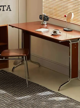 中古实木写字书桌包豪斯黄杨木电脑办公桌复古化妆桌长方形工作台