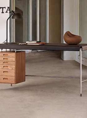 中古书桌长方形实木不锈钢包豪斯复古电脑办公桌飘窗长条简易桌子