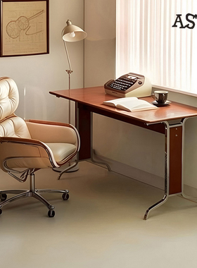 北欧实木中古书桌家用办公书桌学习工作台小户型简约复古电脑桌子