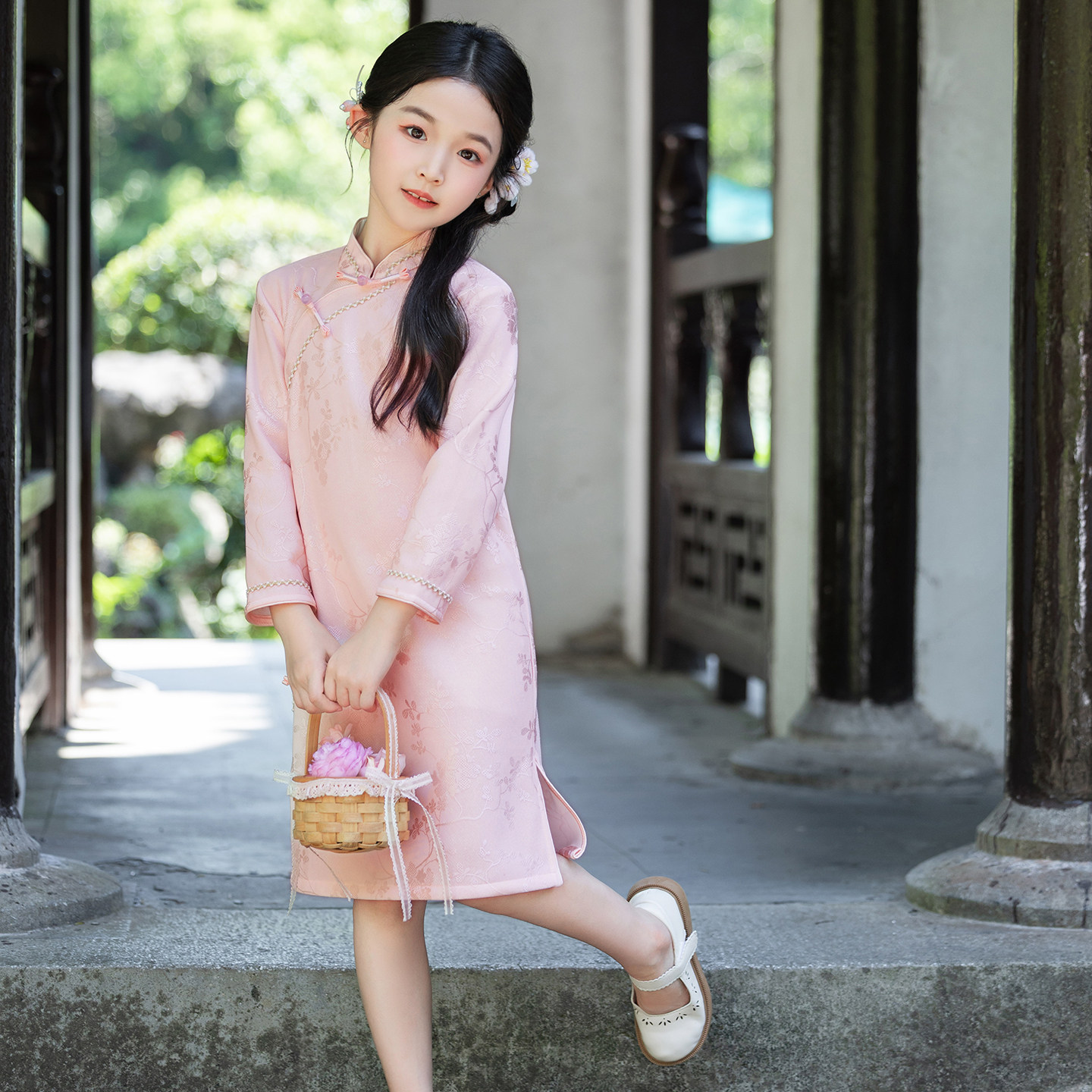 2026新中式女童改良旗袍披肩款