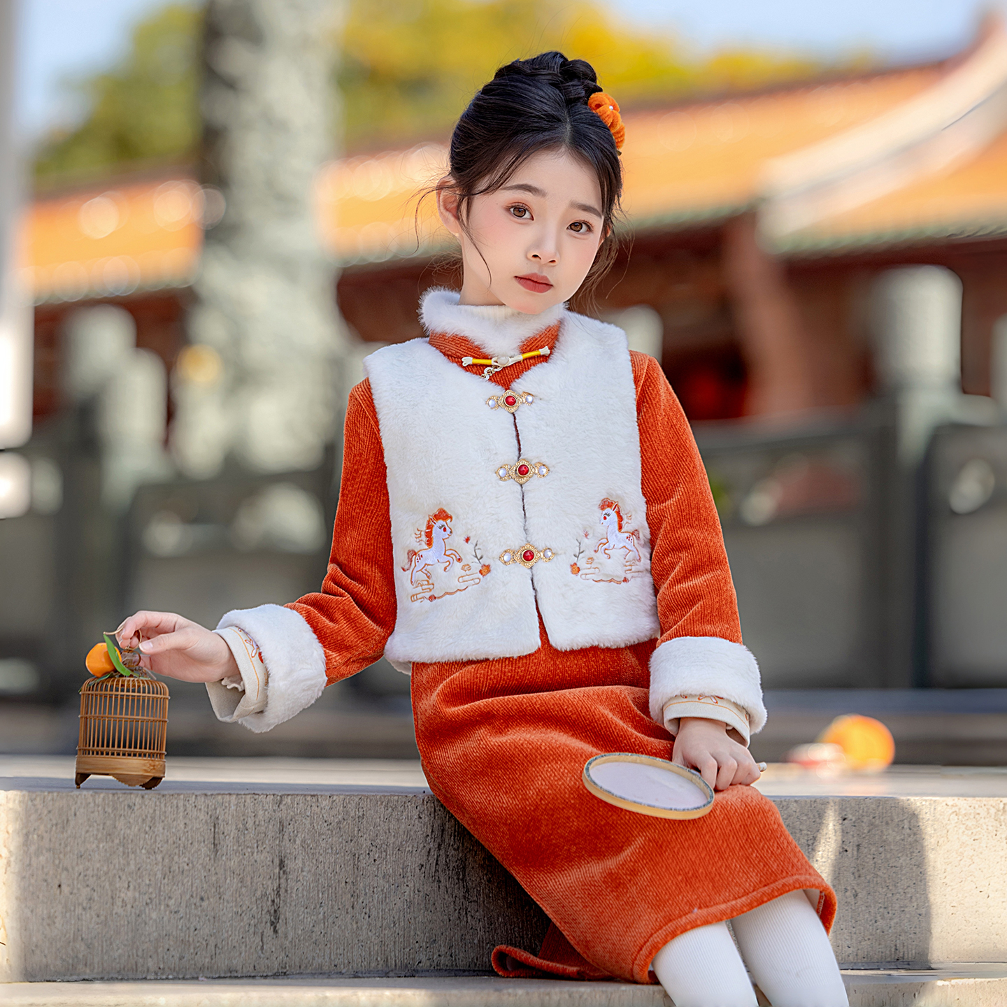 小马宝女童旗袍冬款加绒保暖中式