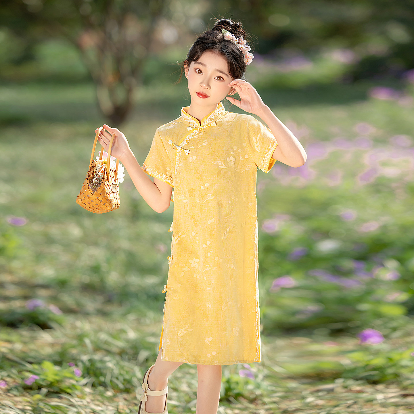 女童新中式黄色改良旗袍2026新款夏季儿童国风日常连衣裙唐装洋气