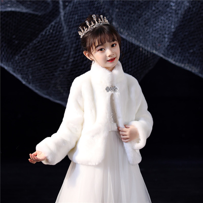 儿童披肩加厚保暖公主礼服外套白