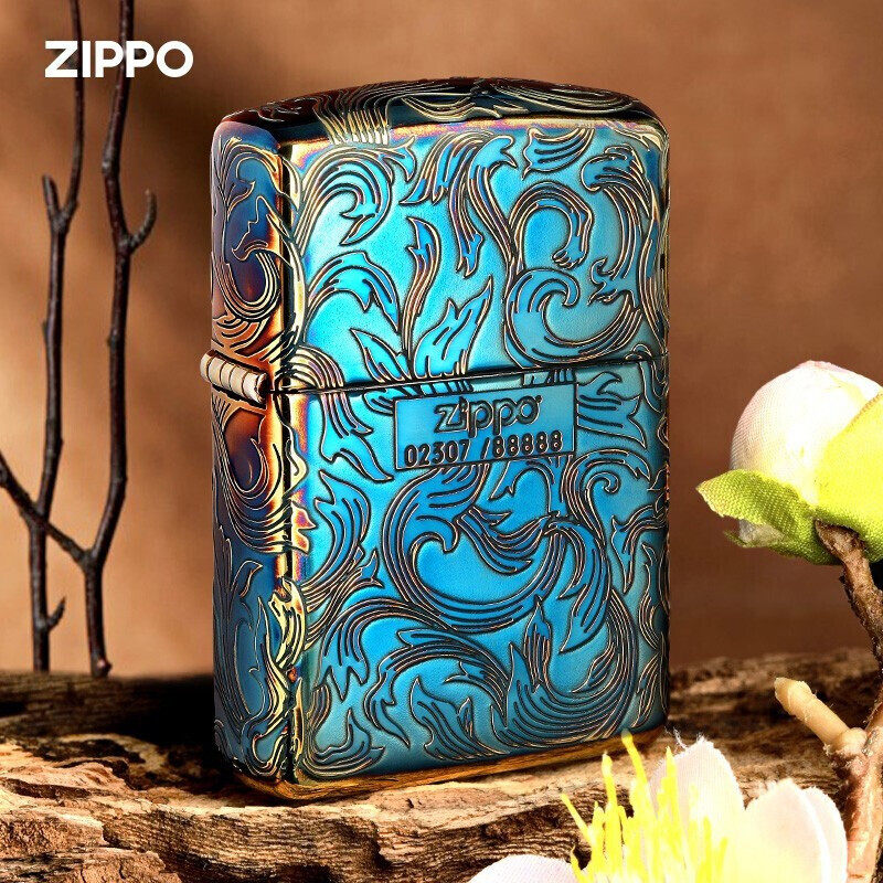 打火机zippo正版盔甲熏金唐草花限量编号煤油防风男士情人礼物zp