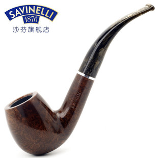 沙芬SAVINELLI意大利烟斗 栗子P292L黑珍珠贝纹光面602石楠木弯斗