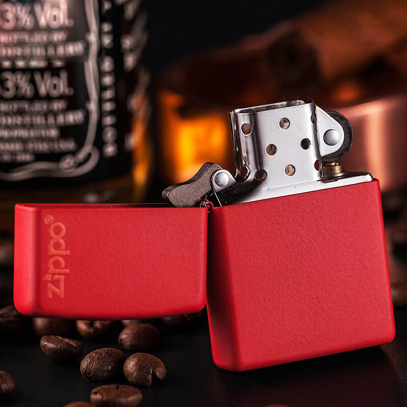 zippo打火机正版美国原装经典红色哑漆标志233ZL  正品情人节礼物