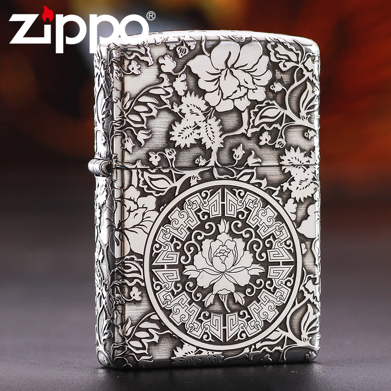 zippo防风纯银男士煤油打火机