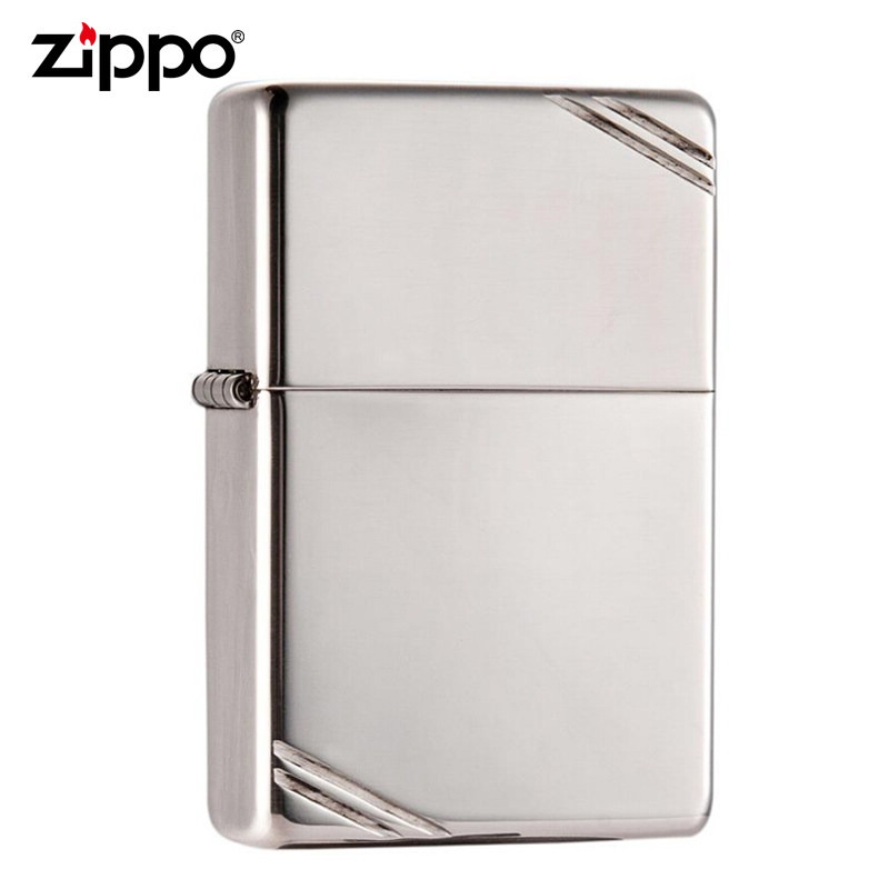 原装正品zippo打火机纯银镜面切角14号/专柜正版高档纯银打火机