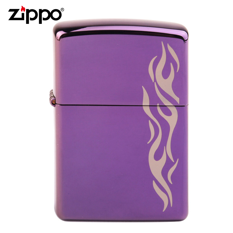ZIPPO打火机原装正品防风24814紫冰深紫火焰正版专柜正品个性刻字