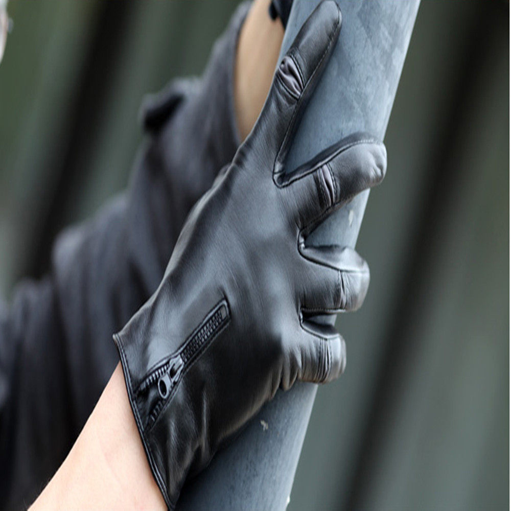 WARMEN MENS SHEEPSKIN GLOVES WINTER FLEECE WARM CYCLING ZIPPER THICKENED WINDPROOF CYCLING MOTORCYCLE M008