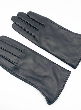 WARMEN手套女士保暖小羊皮 秋冬季加绒韩版 酒红色柔软时尚L212NQ