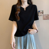 外穿短袖 2026新款 上衣T恤0206zd 修身 打底衫 小V领袖 T恤女天韩版
