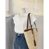 Polo领半袖 超火cec插肩短袖 显瘦韩版 修身 上衣体恤ins潮 T恤女夏季