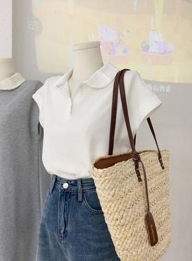 超火cec插肩短袖T恤女夏季修身显瘦韩版Polo领半袖上衣体恤ins潮