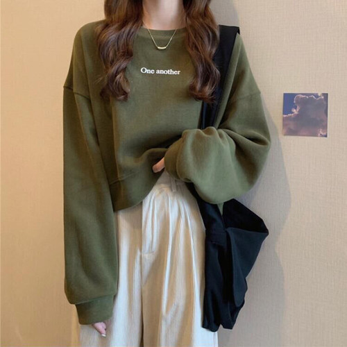 2024年新款无帽短款卫衣女韩版