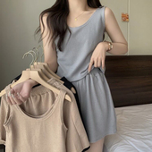 套装 纯色简约背心上衣短裤 修身 百搭运动休闲时尚 两件套女夏季 韩版