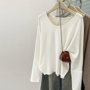 韩系chic别致长袖T恤女秋冬季韩版宽松内搭打底衫德绒磨毛上衣潮