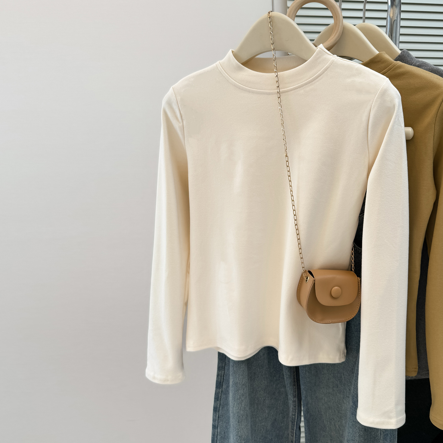 气质高级感半高领长袖T恤女冬季