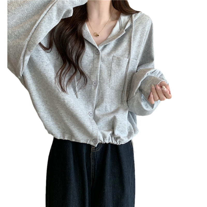 卫衣女春秋薄款2026年新款宽松连帽开衫短款上衣外套潮ins慵懒风