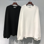开叉下摆长袖 内搭外穿上衣潮 bf慵懒风打底衫 T恤女春秋季 宽松大码