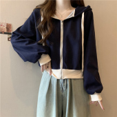 上衣 开衫 ins超火连帽抽绳卫衣女春秋薄款 洋气减龄宽松小个子短款