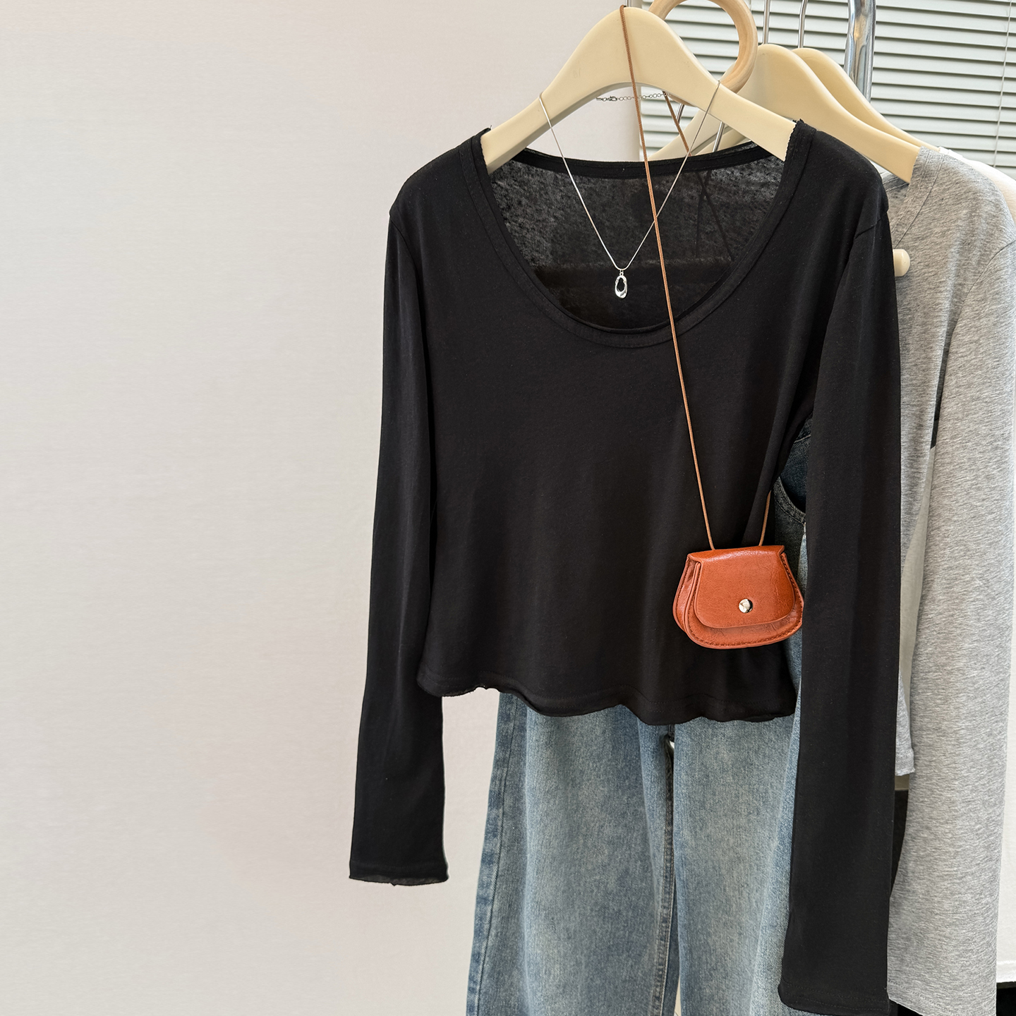 小个子短款长袖打底衫女秋季内搭