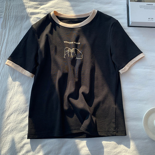 t恤短袖 半袖 女薄款 宽松韩版 港风复古欧美ins上衣 夏季 vintage美式