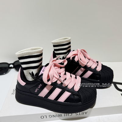 粉色女童贝壳头板鞋真皮软底春秋新款儿童鞋子运动鞋休闲鞋百搭