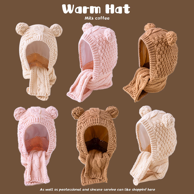 一体加厚保暖针织帽冬季可爱卡通护耳百搭套头帽韩版儿童围巾帽子,童装/婴儿装/亲子装,帽子,淘宝优惠券,粉丝福利购,淘宝优惠卷