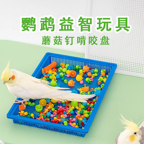 鹦鹉益智蘑菇钉玩具解闷用品