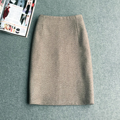 毛呢后开叉中裙半身裙2025秋冬高腰气质a字裙显瘦防走光包臀短裙