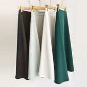 半身裙女2025春夏新款 简约高腰显瘦淑女A字百褶伞裙中长裙大摆裙