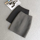 纯色短裙半身裙女一步裙2025夏秋新款 简约通勤高腰A字包臀裙子黑