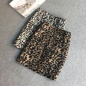 半身裙A字遮肉百搭气质 高腰修身 豹纹毛呢短裙女2025秋冬新款 韩版