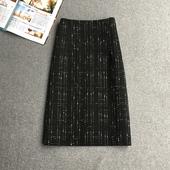 毛呢半身裙女2025秋冬新款 高腰显瘦a字裙粗花呢中长款 复古ins裙子