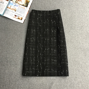 毛呢半身裙女2025秋冬新款高腰显瘦a字裙粗花呢中长款复古ins裙子