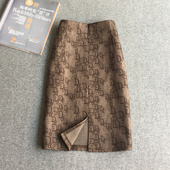 毛呢半身裙后开叉女2025秋冬高腰显瘦开叉包臀a字裙中长西装 裙子