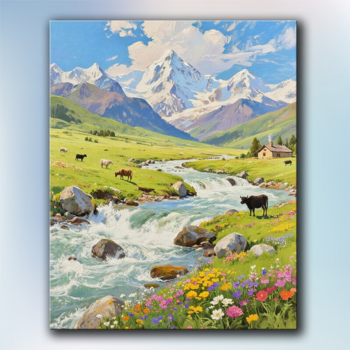 治愈系风景小雏菊数字油画