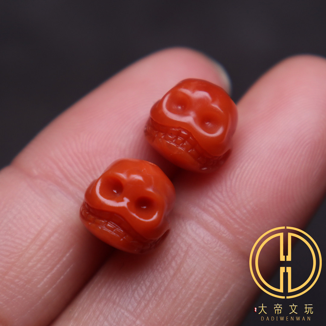 天然南红玛瑙阿呆骷髅隔珠腰珠配珠菩提手串108长串diy文玩配饰