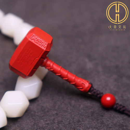 保真朱砂雷神之锤吊坠侧挂配饰