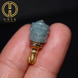 天然翡翠大黑天分体三通佛头菩提手串佛珠手链diy文玩配饰配件