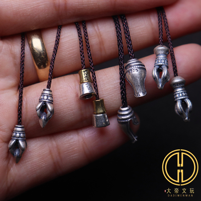 纯银金刚杵法螺分体式弟子珠配饰