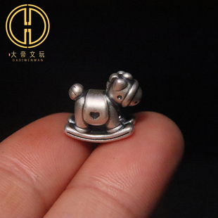 足银999纯银配件本命年生肖马摇摇木马隔珠散珠手串手链文玩配饰